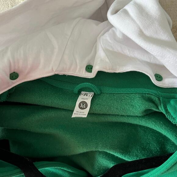 BAW Youth XL Green White Varsity Letterman Jacket Sweatshirt Blank Preppy - Picture 6 of 6